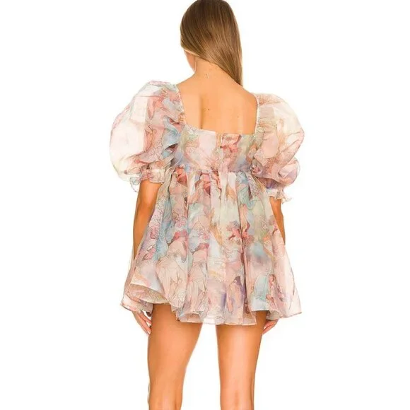 Selkie Mucha Puff Babydoll Dress Womens XS Mini Sheer Coquette Fairy Whimsical - Picture 3 of 16